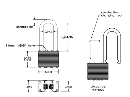 los van Uitdrukking Leggen Laminated Steel, Long Shackle Combination Lock – Wind Hardware